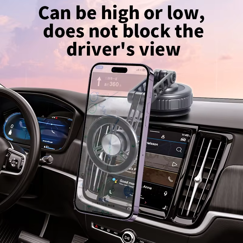 High-Quality Zinc Alloy Suction Cup Car Phone Holder - Dashboard 360 Degree Rotation Magnetic Windsh